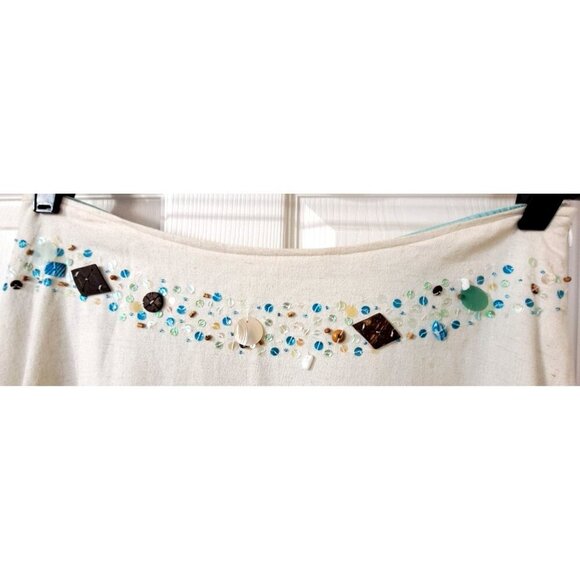 Basil & Maude 8 Linen Blend A-Line Side Zip Skirt Sequins Beads Boho - Picture 11 of 14